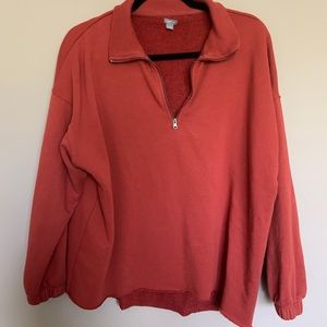AERIE Rust Orange Quarter Zip Sweatshirt